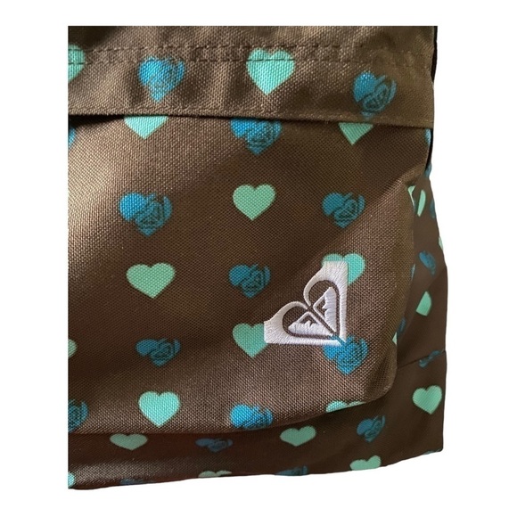 ROXY-BACKPACK-BROWN WITH BLUE & TEAL COLOR HEARTS - Picture 2 of 10